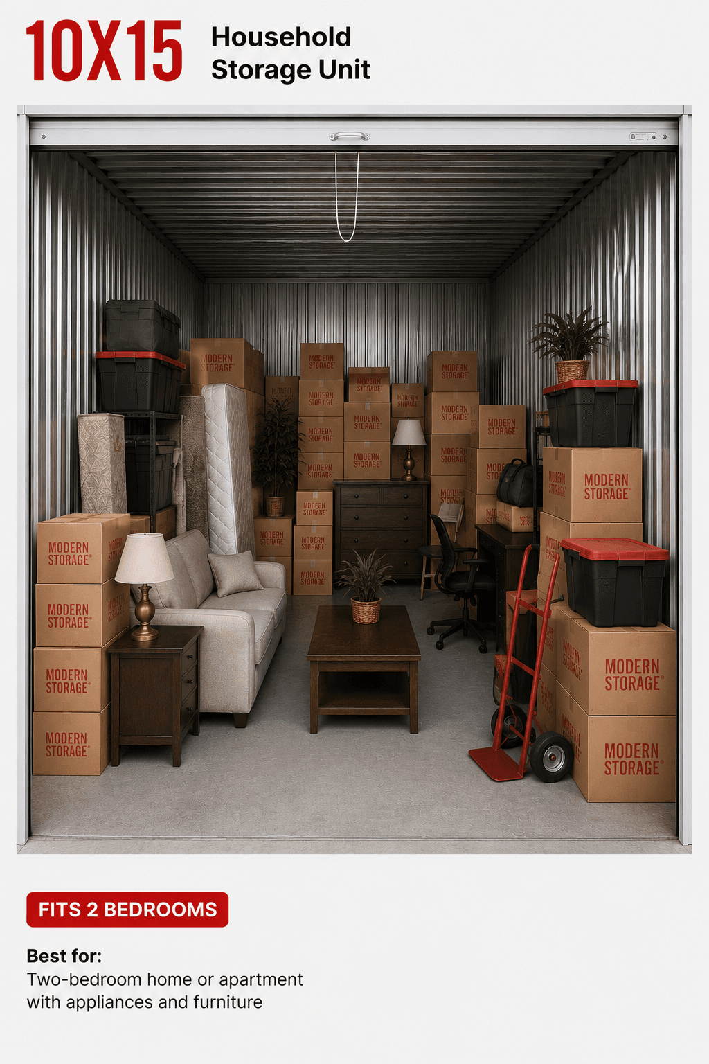 Modern Storage® 10x15 storage unit in Arkansas sized for a two-bedroom home