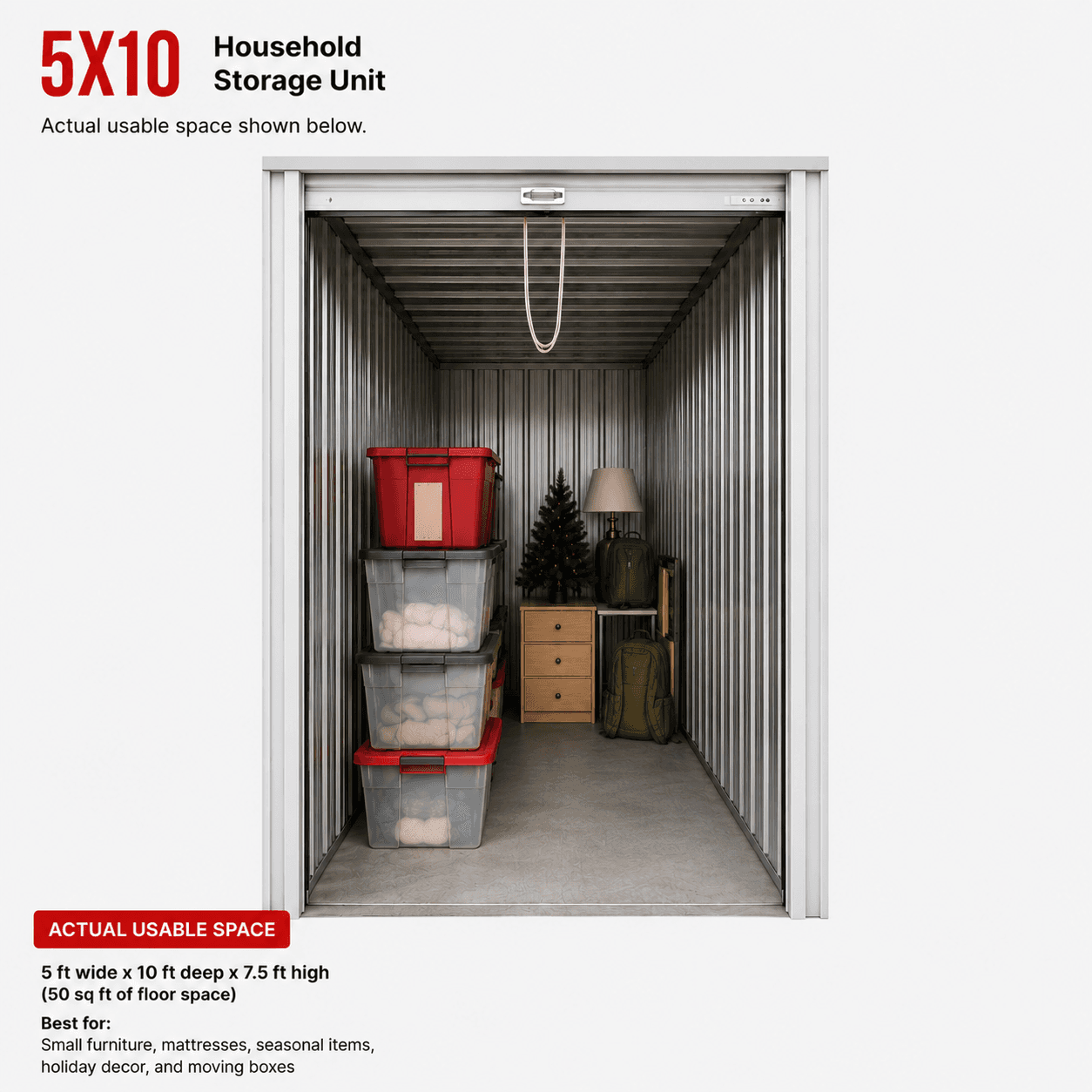 Modern Storage® 5x10 storage unit in Arkansas sized for a studio apartment move