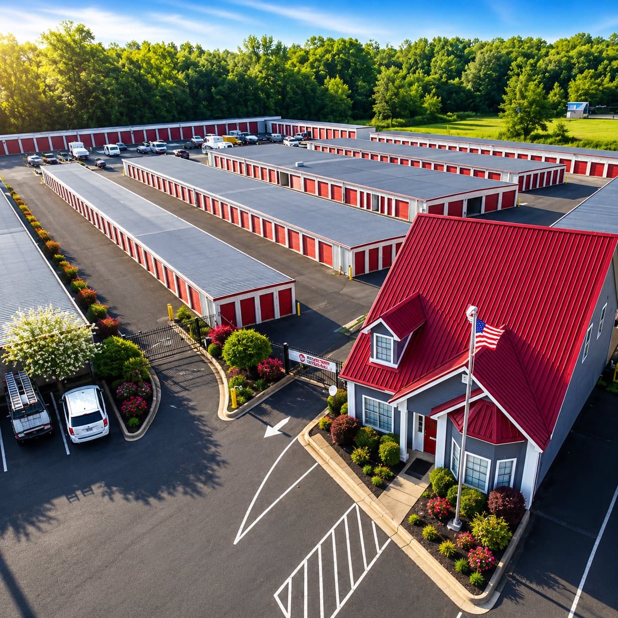 Modern Storage® Maumelle Blvd facility aerial view — boat, RV, and trailer storage for central Arkansas customers driving to Greers Ferry Lake